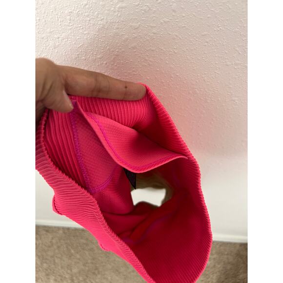 PINK Active Seamless Ombre Ribbed Shorts Hot Pink Tan | Small - Picture 5 of 5